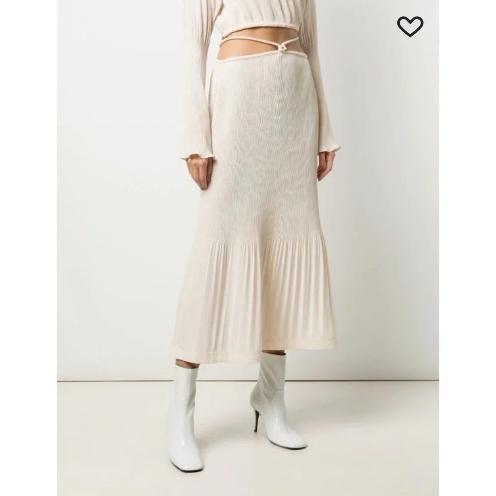 Jonathan Simkhai Mia Plisse Skirt Sandstone
